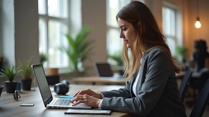 businesswoman working on laptop