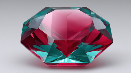 A beautifully cut alexandrite gemstone exhibits its color changing properties, shifting from teal blue to vibrant red depending on the lighting conditions.