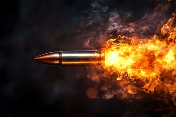 Fototapeta premium Dynamic Shooting Flames: A Fiery Bullet in Motion with Intense Energy Trail
