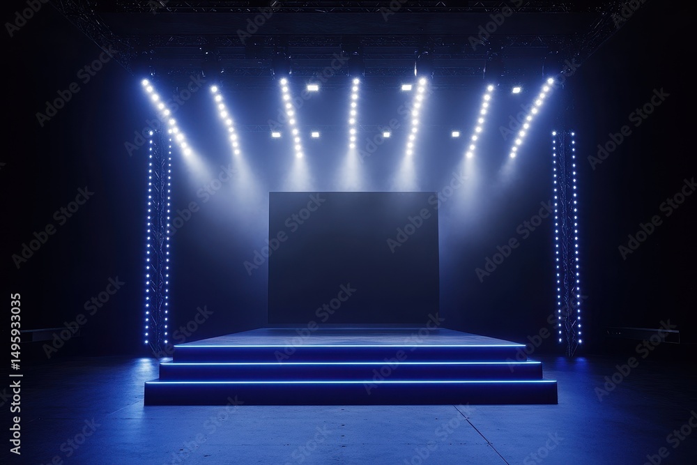 Poster customizable void stage design for presentations and events featuring a blank led display screen in 