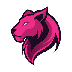 Glowing Pink Lioness Head Regal Wildcat Logo
