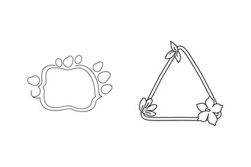 Black and white floral frame and footprint designs for decorative templates and invitations