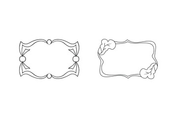 Fototapeta premium Elegant black and white decorative frames with leaves and bows for design elements