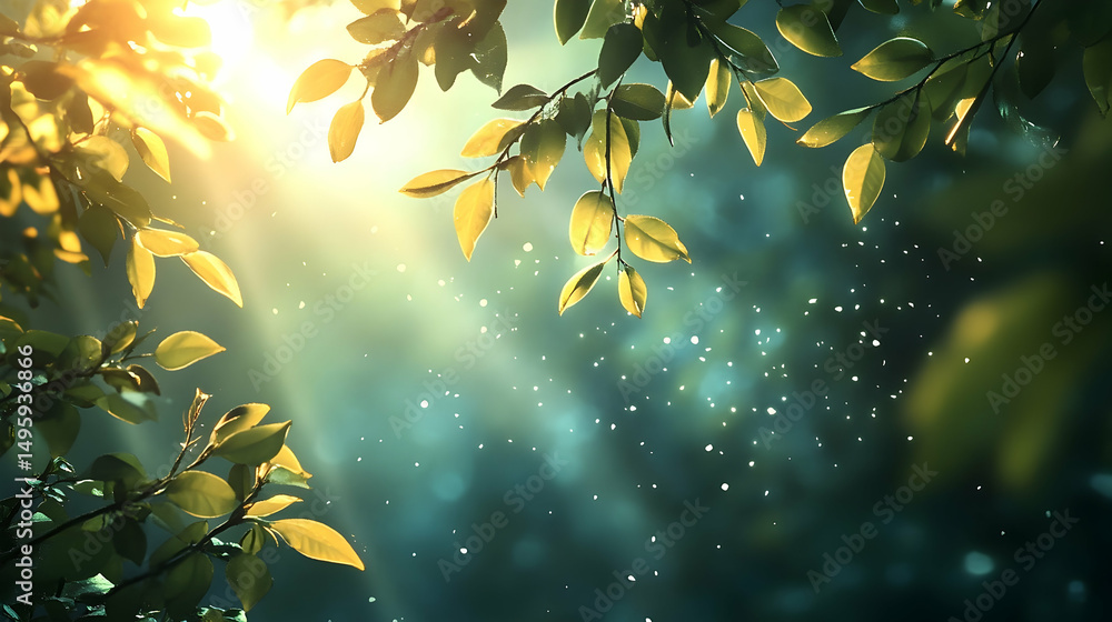 Poster sunlight filtering through lush foliage.