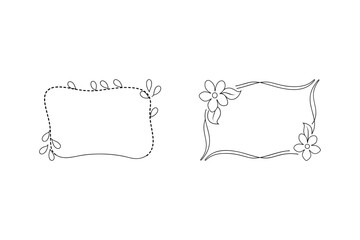 Elegant black and white floral frames with leaves perfect for invitations and designs