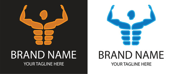 muscular bodybuilder. gym logo vector illustration of an abstract background