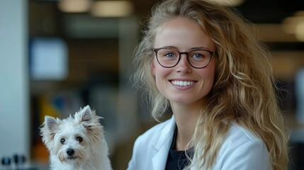 Smiling Veterinarian with West Highland White Terrier