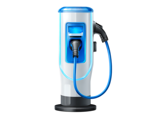 Electric vehicle charging plug with blue light
