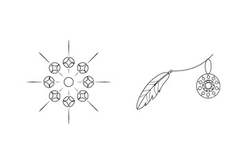 Bohemian style vector illustration featuring decorative elements and native american inspired symbols