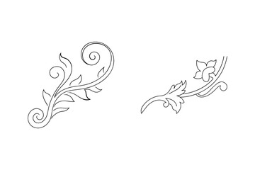 Elegant black and white floral corner designs for decorative embellishments and pattern elements