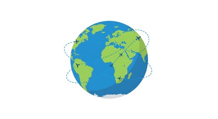 Globe with Airplane Routes Travel and Global Connections Concept