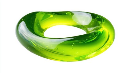 Bright Green Glass Abstract Ring Shape Studio Shot Modern Art Design Element