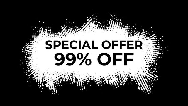 Special Offer 99 Percent Off With Brush Stroke Animation For Sale, Business Concept