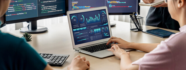 Business data dashboard provide business intelligence analytic for marketing strategy planning...
