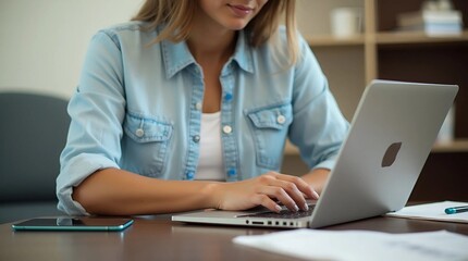 businesswoman working on laptop