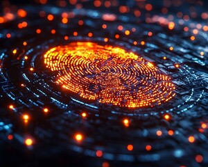 Glowing digital fingerprint scanner for cybersecurity