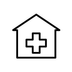 Obraz premium First aid station icon with a house and medical cross symbol 