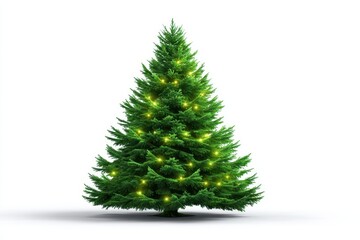 Fototapeta premium Christmas tree with lights isolated on white background
