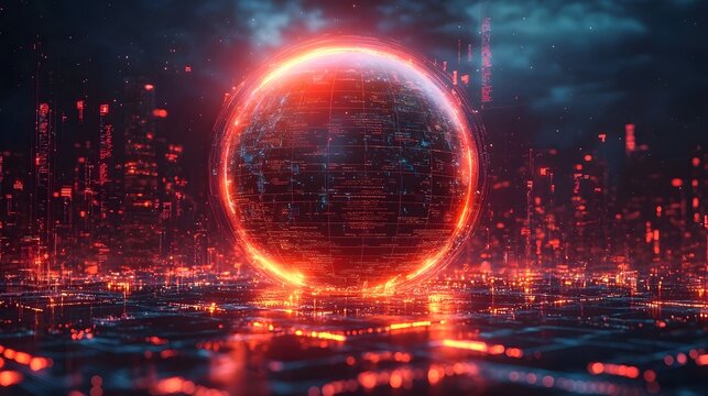A futuristic digital globe displays real time cybersecurity threats