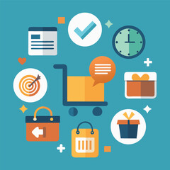 Online Shopping Process Flat Design Illustration