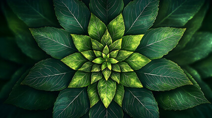 Fototapeta premium A detailed image of a symmetrical arrangement of leaves.