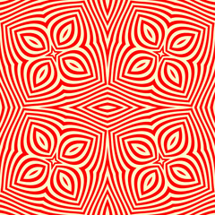 Optical ornament. Seamless pattern. Geometrical backdrop. Op art background. Geometric wallpaper. Modern motif. Linear textile print. Embroidery design. Abstract image. Ethnic vector work.