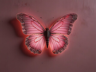 A beautifully detailed pink butterfly illustration against a muted background, showcasing elegance and intricate design.