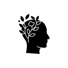 Flower and Leaves Around Head Symbolizing Mental Flourish