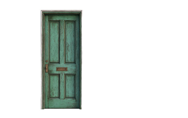Fototapeta premium Green door with a wooden frame