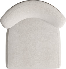 Top view of white modern white upholstered armchair