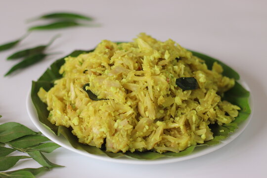 Chakka Puzhukku, Chakka Vevichathu. A Kerala dish made with steamed jackfruit, shredded coconut, turmeric, and spices