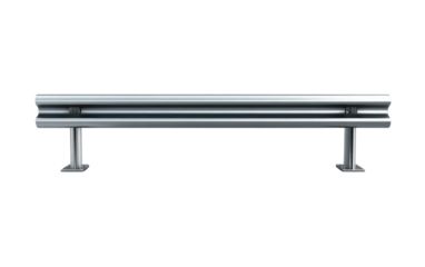 Long metal guard rail with two posts on each end