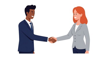 Obraz premium Business People Handshake Illustration Against White Background