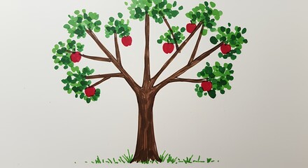 Obraz premium Hand drawn apple tree illustration