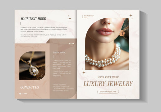 Brown And Beige Jewelry Elegant Fashion Accessories Brochure Template