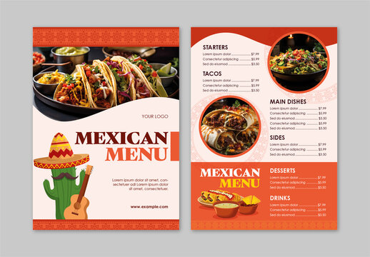 Orange And Beige Mexican Taco Restaurant Cuisine Menu Design Template