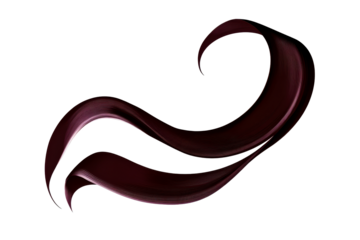 Burgundy ribbon form, curve shape element, abstract flow, cut out transparent