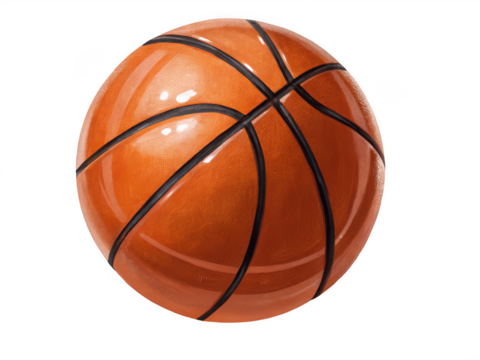 An orange basketball ball art isolated on transparent background