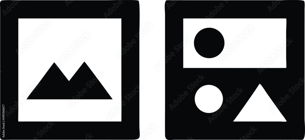 Poster black and white vector illustration of a web icon with a play button symbol for audio and video medi