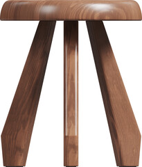 Side view of round wooden stool