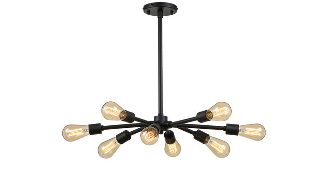 Modern Industrial Chandelier With Edison Bulbs On White Background For Interior Design