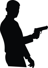 man hand gun shape silhouette