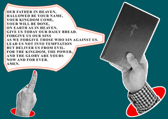 The Lord’s Prayer with Bible and Guiding Hand – Pop Art Religious Collage