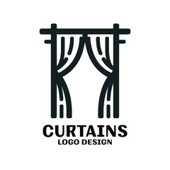Curtains Vector Logo Design