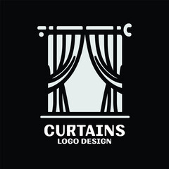 Curtains Vector Logo Design