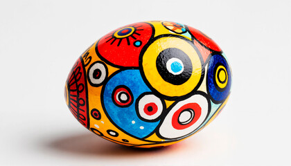 Brightly colored Easter eggs with abstract pattern on a white background