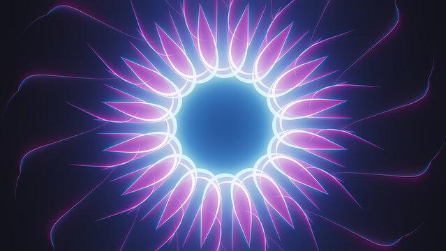 Vibrant neon abstract shapes create dynamic geometry in vivid display