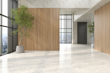 Modern style empty conceptual reception interior room 3d illustration