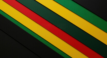 Obraz premium Vibrant colored stripes in red, yellow, and green on black background 