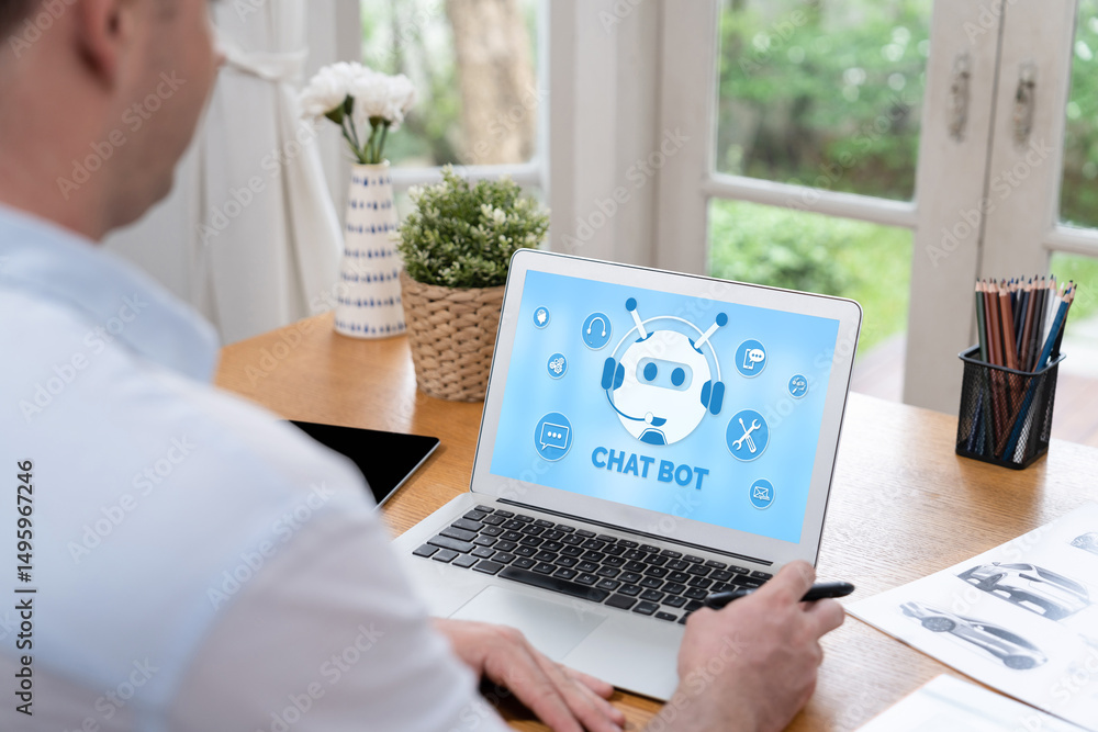 Poster chatbot software application for brisk online business that automatically reply to customer question